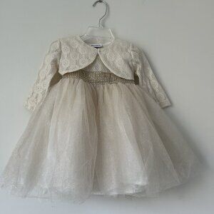 Blueber Boulevard Ivory Shimmery Holiday Dress